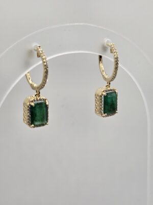 2.85CT Natural Emerald Dangle Earrings