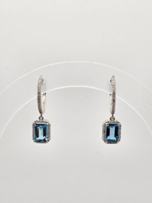 2.45CT Natural London Blue Topaz Dangle Earrings
