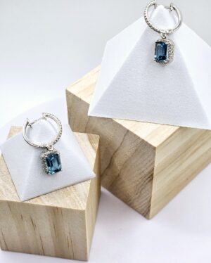 1.20CT Natural London Topaz Blue Dangle Earrings