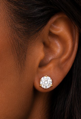 14K Yellow Gold 2ct Lab-Grown Diamond Stud Earrings - Image 3