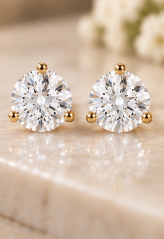 14K Yellow Gold 2ct Lab-Grown Diamond Stud Earrings