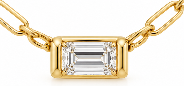 14K Gold-Filled Paperclip & Natural Diamond Necklace - Image 2