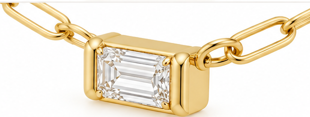 14K Gold-Filled Paperclip & Natural Diamond Necklace - Image 3