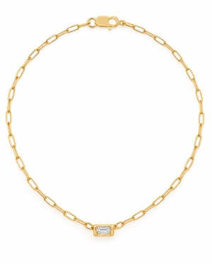 14K Gold-Filled Paperclip & Natural Diamond Necklace