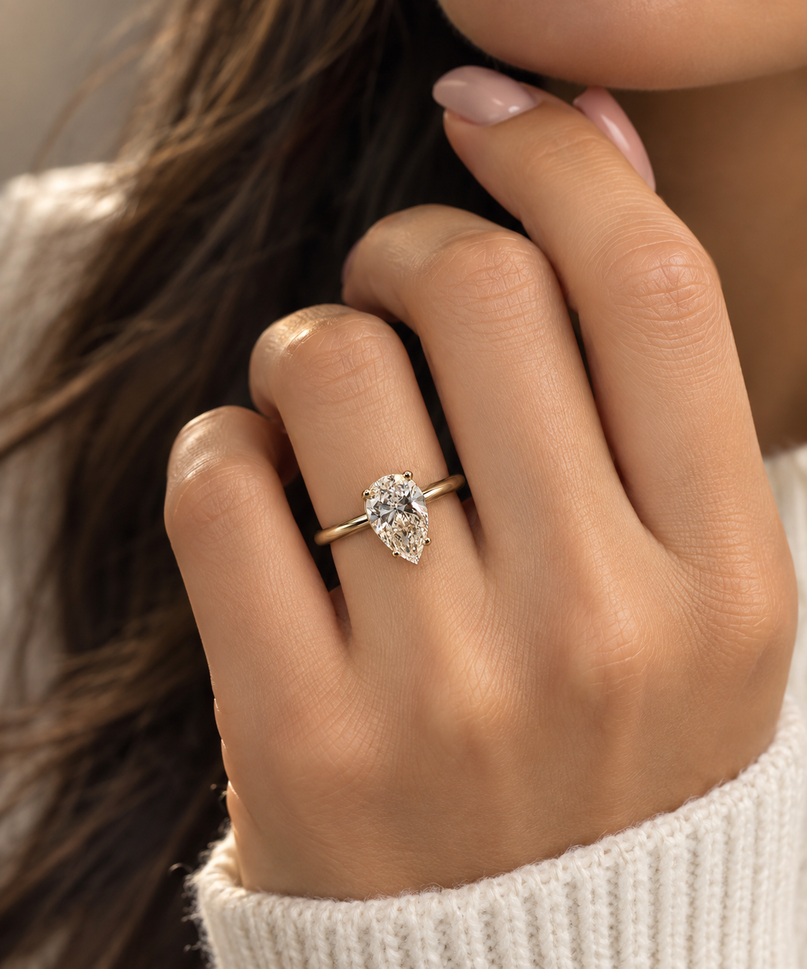 Certified 1.05ct Pear Lab-Grown Diamond Ring - Image 4