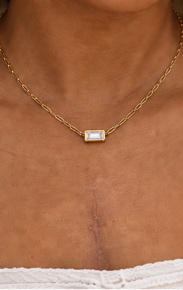 14K Gold-Filled Paperclip & Natural Diamond Necklace - Image 4